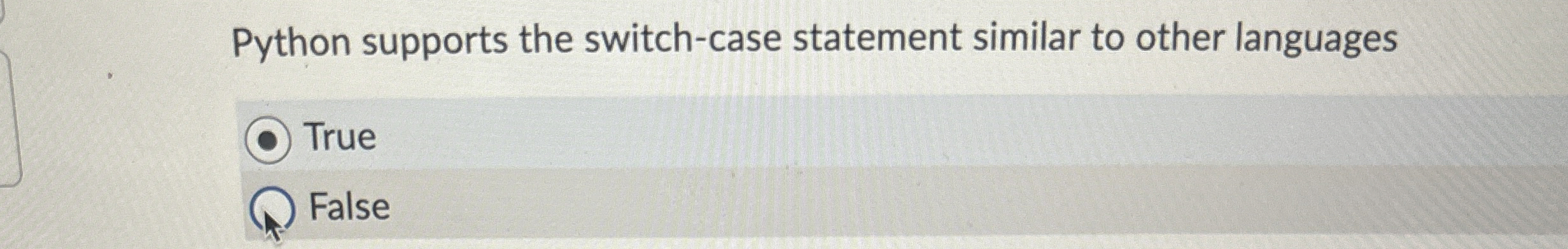 Solved Python supports the switch-case statement similar to | Chegg.com