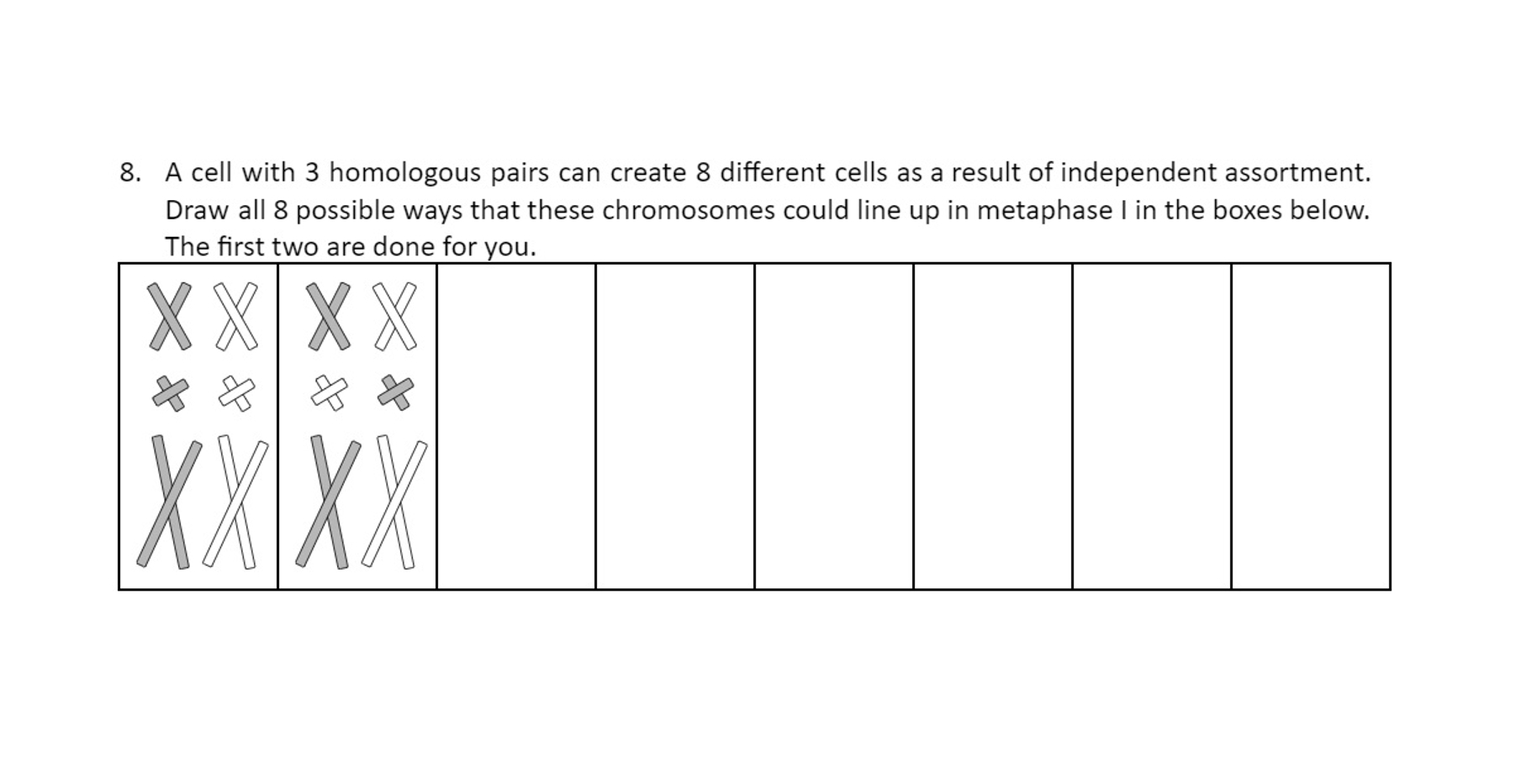Solved A cell with 3 ﻿homologous pairs can create 8 | Chegg.com