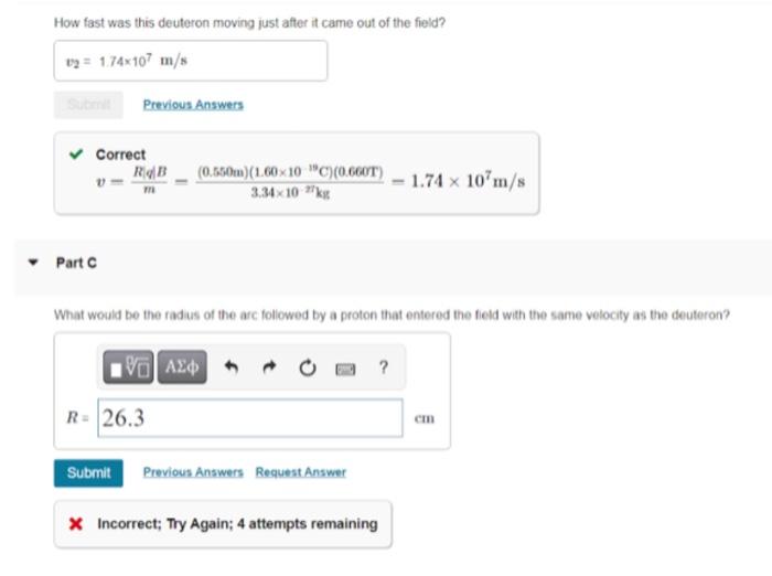 Solved - Part CA Deuteron Particle (the Nucleus Of An | Chegg.com