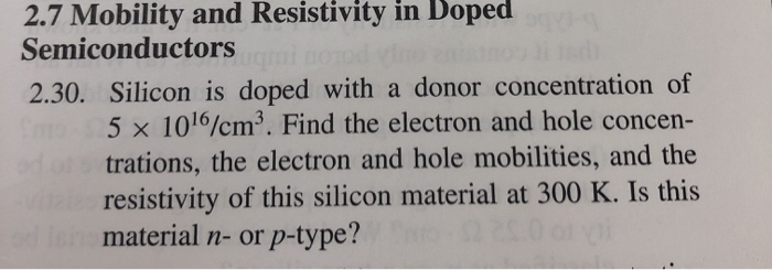 Solved 2.7 Mobility And Resistivity In Doped Semiconductors | Chegg.com