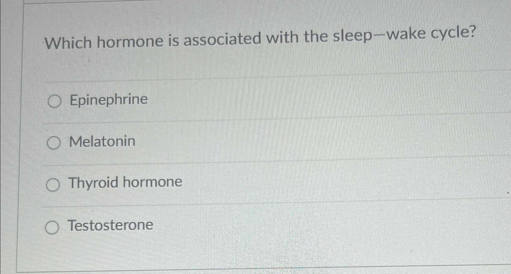 Solved Which hormone is associated with the sleep-wake | Chegg.com