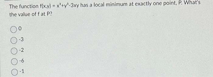 Solved The Function F X Y X3 Y3−3xy Has A Local Minimum At