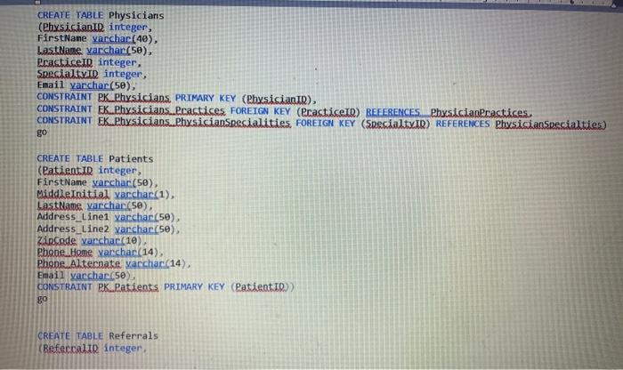 Create a new database and execute the code below in | Chegg.com