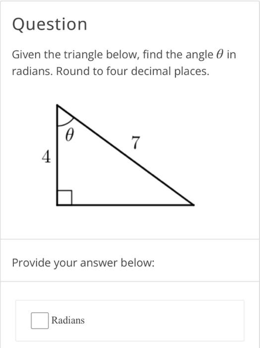 Solved Question Given the triangle below, find the angle O | Chegg.com