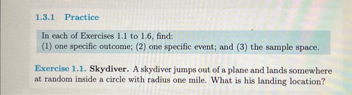 Solved Exercise 1.1. Skydiver. A Skydiver Jumps Out Of A | Chegg.com