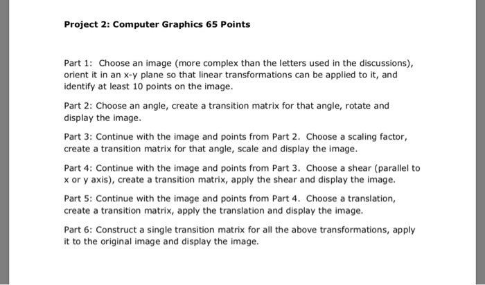 Project 2: Computer Graphics 65 Points Part 1: Choose | Chegg.com