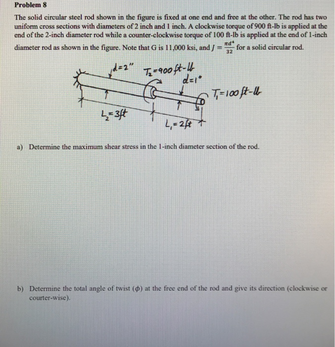 Solved Problem 8 The solid circular steel rod shown in the