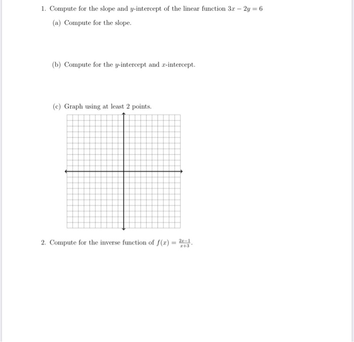 Solved 1. Compute for the slope and y-intercept of the | Chegg.com