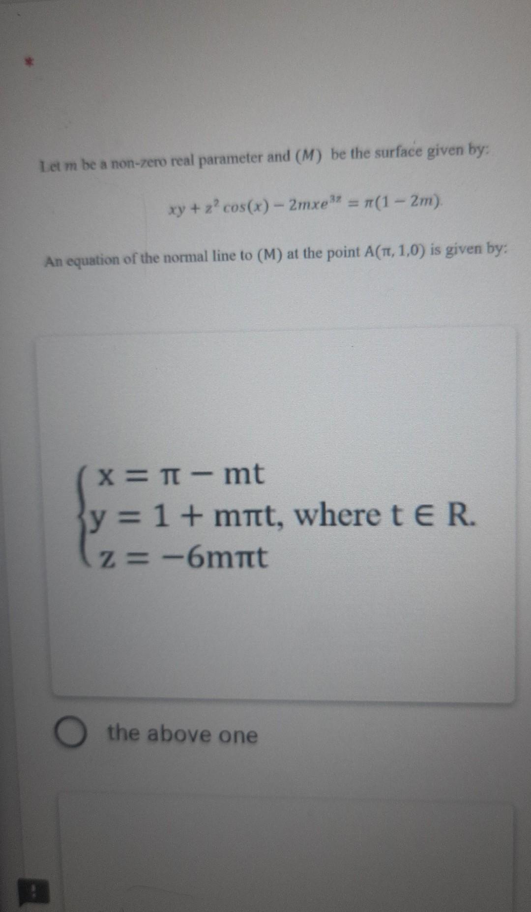 Solved Let m be a non-zero real parameter and (M) be the | Chegg.com
