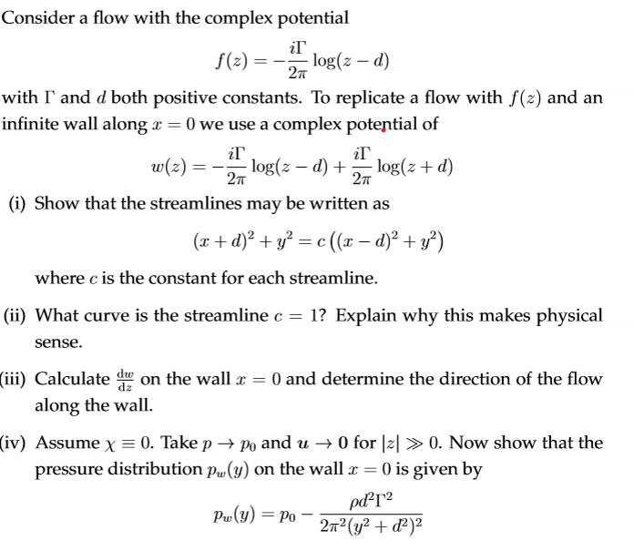 Solved Consider a flow with the complex | Chegg.com
