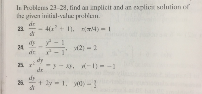 Solved In Problems 23-28, find an implicit and an explicit | Chegg.com