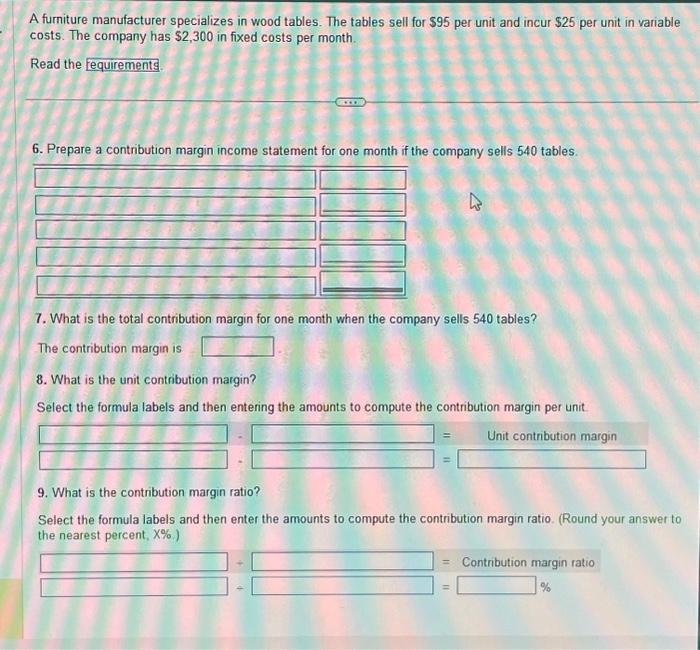 Solved A furniture manufacturer specializes in wood tables.