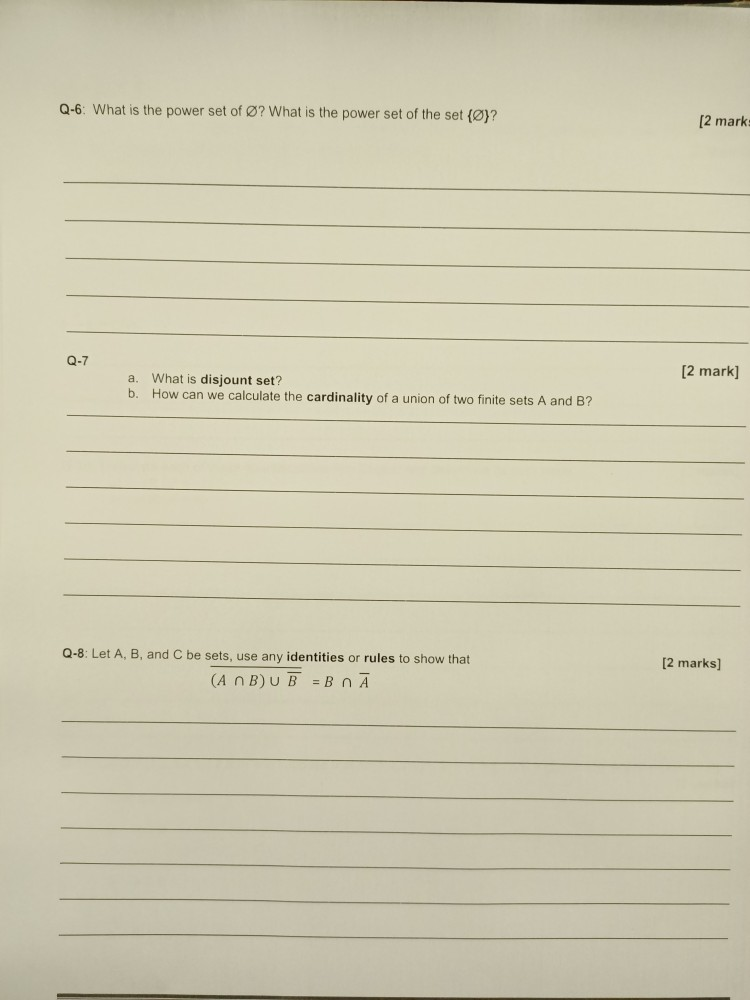 Solved Q 6 What Is The Power Set Of O What Is The Power Chegg Com