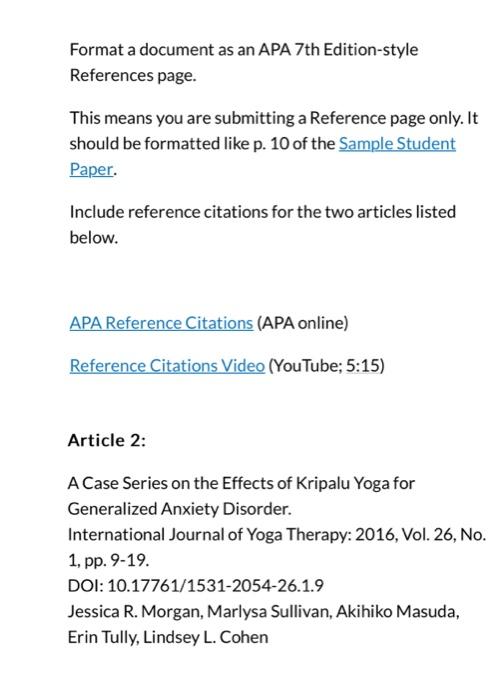 Format a document as an APA 7th Edition-style | Chegg.com