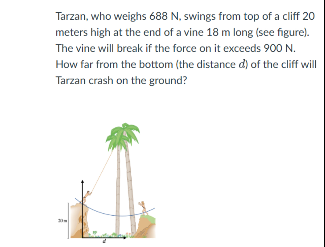 Solved What if ﻿the height of ﻿the point tarzan is | Chegg.com