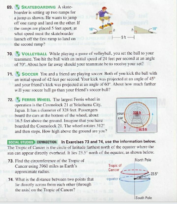 Solved 69. 18° SKATEBOARDING A skate- boarder is setting up | Chegg.com