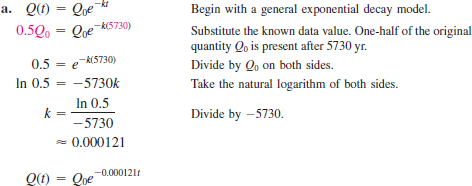 Solved: For refer to the model Q (t) = Q0e −0.000121t used in Exam ...