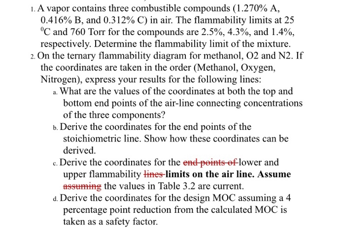 1. A vapor contains three combustible compounds | Chegg.com