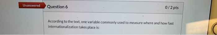 Solved Unanswered Question 6 0/2 pts According to the text, | Chegg.com