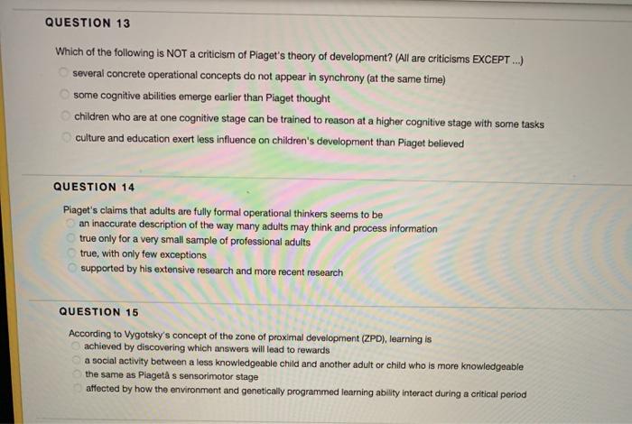 Solved QUESTION 13 Which of the following is NOT a criticism