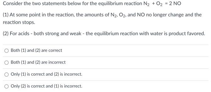 Solved Consider the two statements below for the equilibrium | Chegg.com