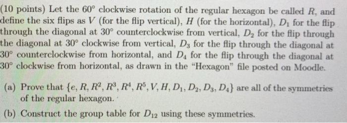 Solved (10 points) Let the 60° clockwise rotation of the | Chegg.com