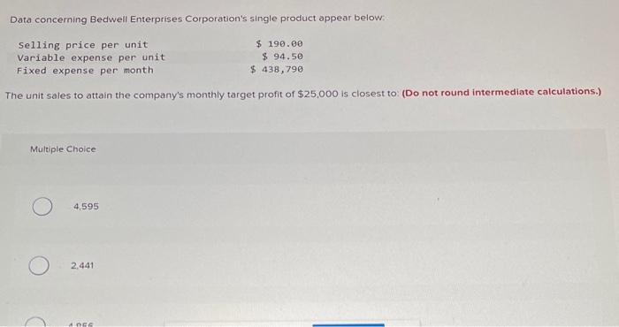 Solved Data concerning Bedwell Enterprises Corporation's | Chegg.com