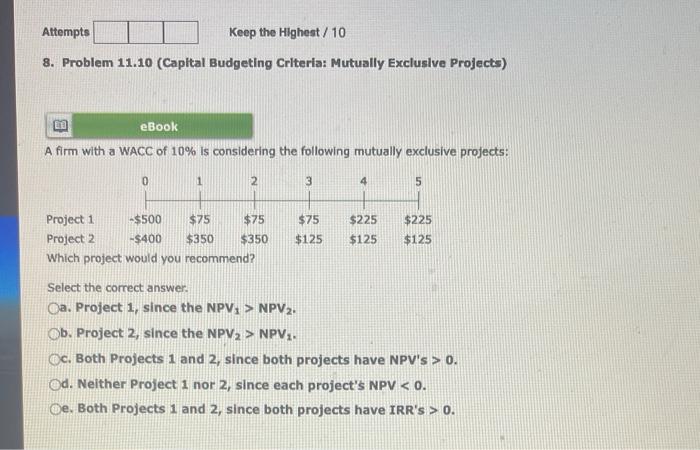 Solved Attempts Keep the Highest / 10 8. Problem 11.10 | Chegg.com