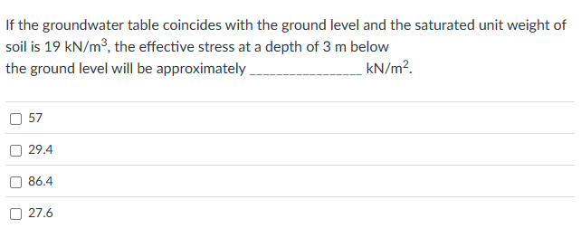 Solved If ﻿the groundwater table coincides with the ground | Chegg.com
