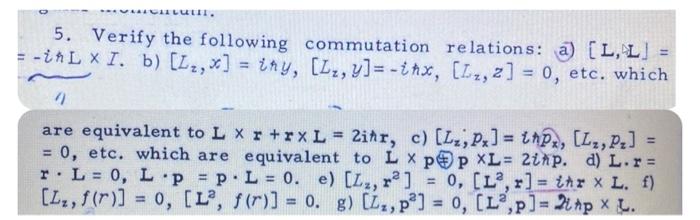 Solved u LUU. 5. Verify the following commutation relations: | Chegg.com