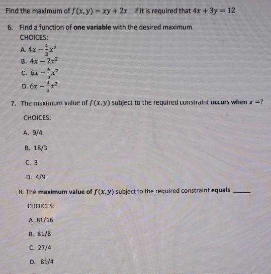 Solved Find The Maximum Of F X Y Xy 2x If It Is Requ Chegg Com