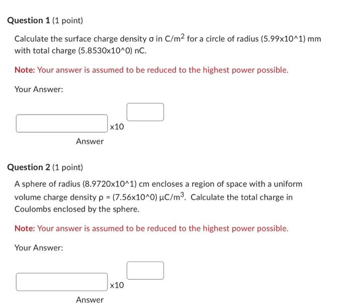 Solved Calculate the surface charge density σ in C/m2 for a | Chegg.com