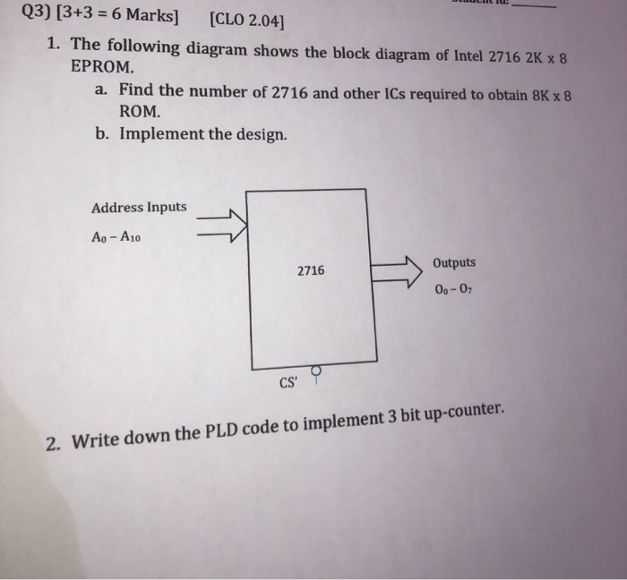 Solved Q1) [7 Marks] [CLO 2.01] Refer to the following block | Chegg.com