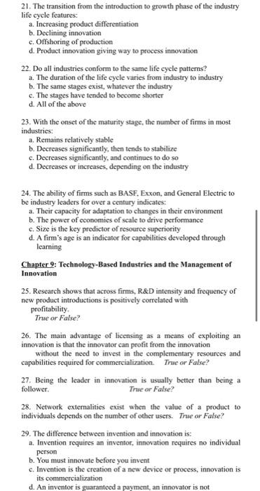 Solved 21 The Transition From The Introduction To Growth Chegg