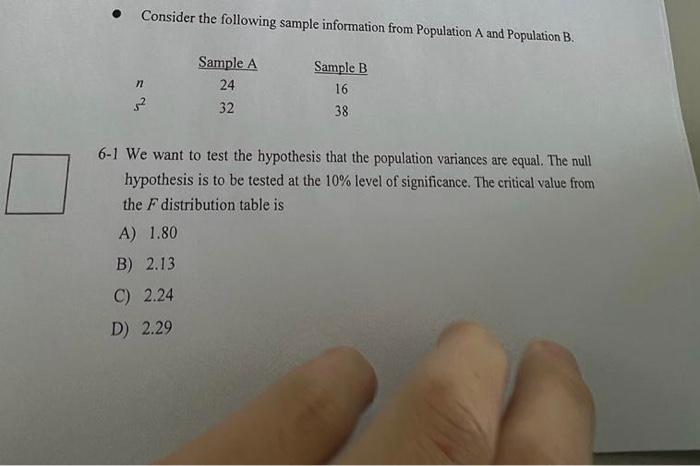 Solved Consider The Following Sample Information From | Chegg.com