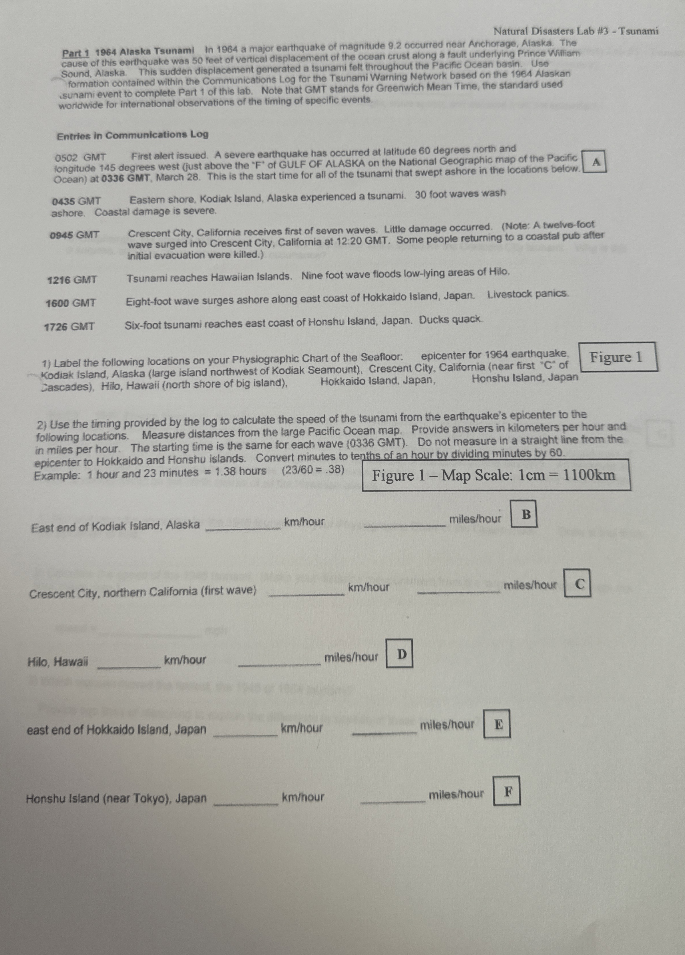 Solved Part 11964 ﻿Alaska Tsunami In 1964 ﻿a major
