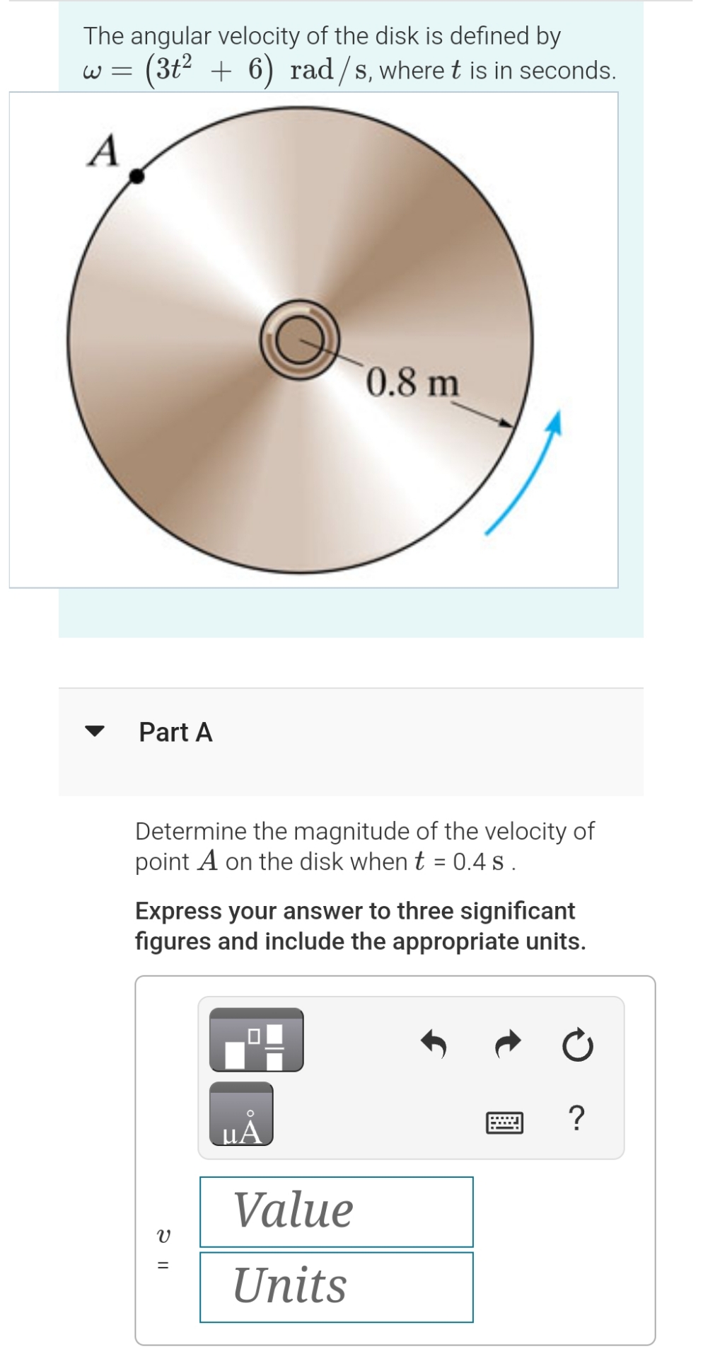 Solved The angular velocity of the disk is defined by | Chegg.com