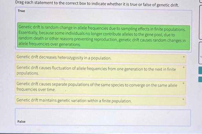 Solved Drag each statement to the correct box to indicate | Chegg.com