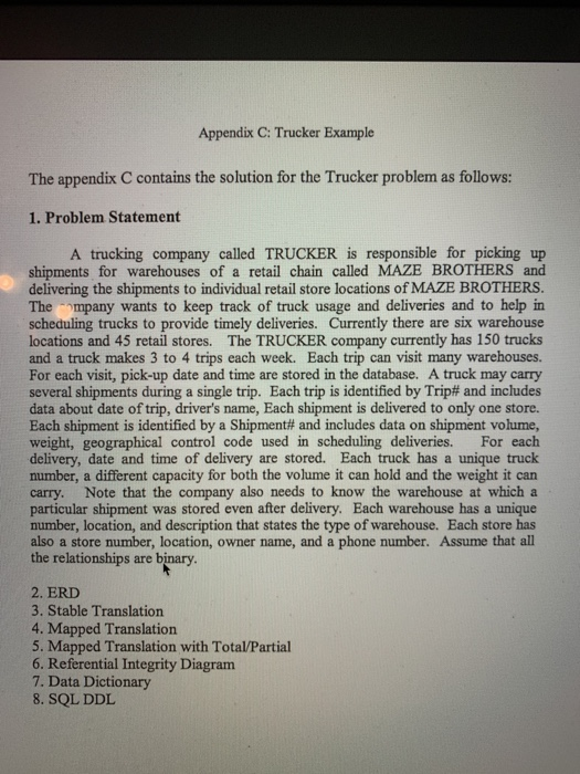 Appendix C Trucker Example The Appendix C Contain Chegg Com