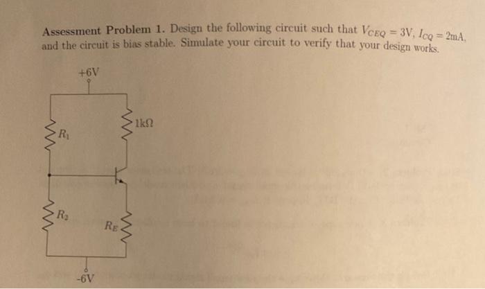 Solved Assessment Problem 1. Design the following circuit | Chegg.com