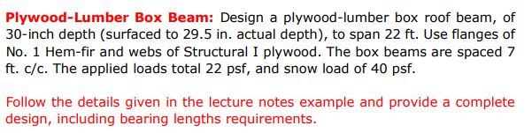 Solved . ﻿Plywood-Lumber Box Beam: Design a plywood-lumber | Chegg.com