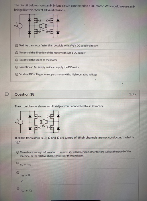 Solved The Circuit Below Shows An H Bridge Circuit Connected | Chegg.com