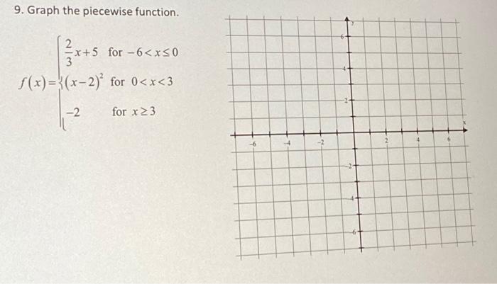Solved 9. Graph the piecewise function. 2 ²x+5 =x+5 for -6