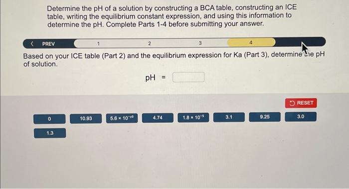 Solved Determine the pH of a solution by constructing a BCA | Chegg.com