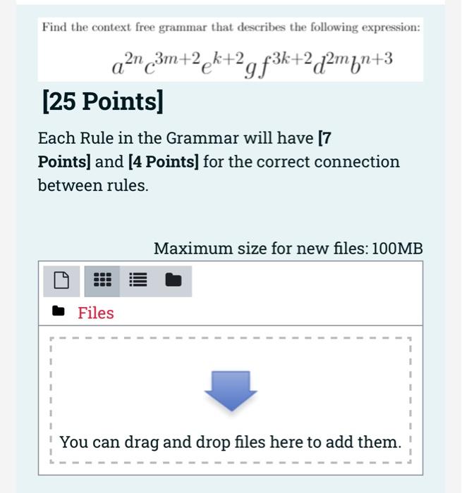 Solved Find the context free grammar that describes the | Chegg.com