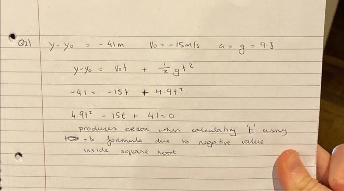 Solved Why is -g used in the calculation and not +g? Given | Chegg.com