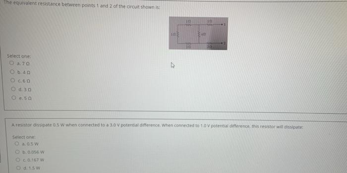 Solved The equivalent resistance between points 1 and 2 of | Chegg.com