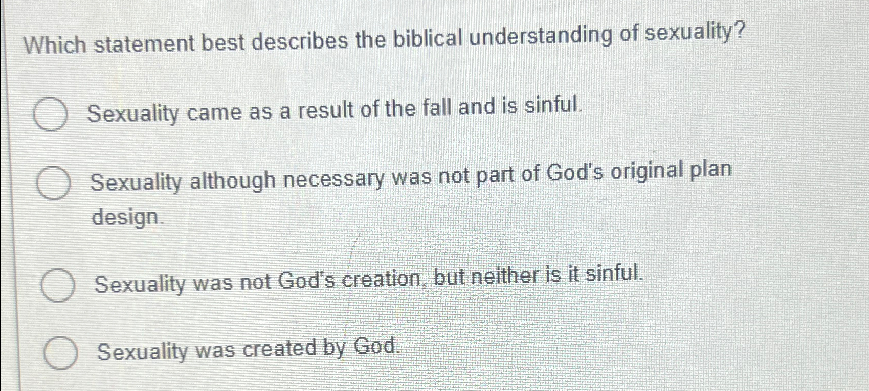 Solved Which Statement Best Describes The Biblical 6063