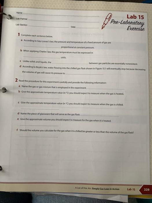 Name Lab Partner Lab Section Lab 15 DATA SHEET | Chegg.com