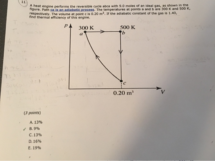 Solved 11. A Heat Engine Performs The Reversible Cycle Abca | Chegg.com